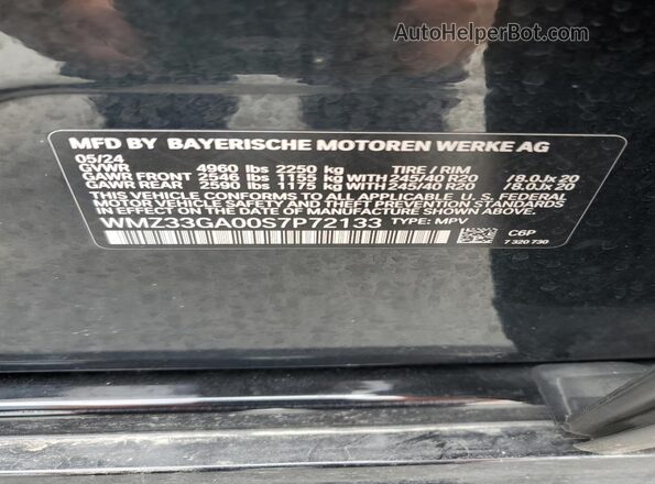 WMZ33GA00S7P72133 2025 MINI COUNTRYMAN Gray Widok naklejki z numerem VIN