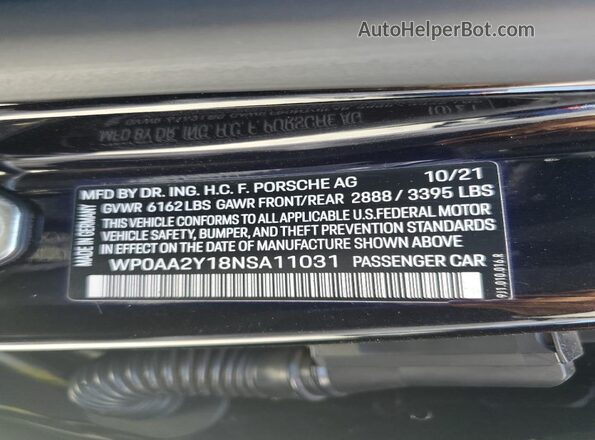 WP0AA2Y18NSA11031 2022 PORSCHE TAYCAN Черный Вид подкапотного пространства
