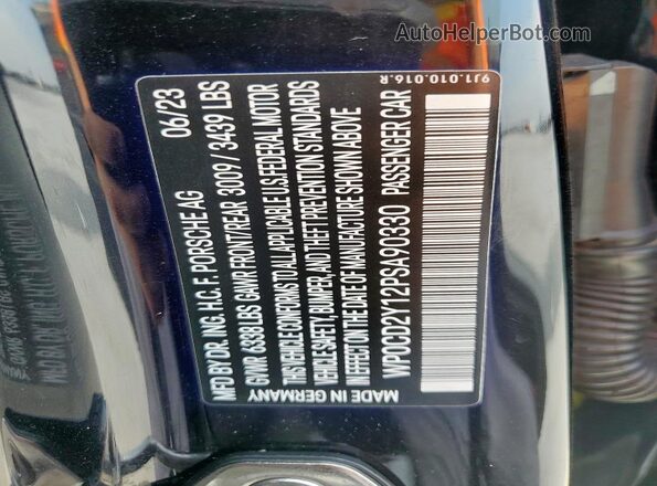 WP0CD2Y12PSA90330 2023 PORSCHE TAYCAN Черный Вид подкапотного пространства