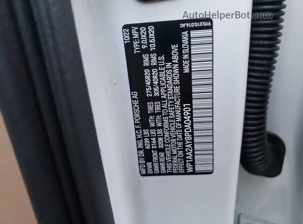 WP1AA2AY8PDA04901 2023 PORSCHE CAYENNE White Vista de la etiqueta del VIN