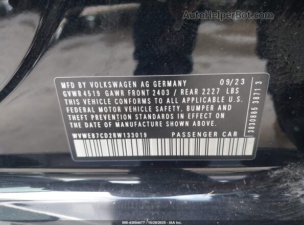 WVWEB7CD2RW133019 2024 VOLKSWAGEN GOLF Черный Вид подкапотного пространства