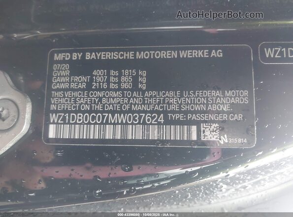 WZ1DB0C07MW037624 2021 TOYOTA GR SUPRA Черный Вид подкапотного пространства