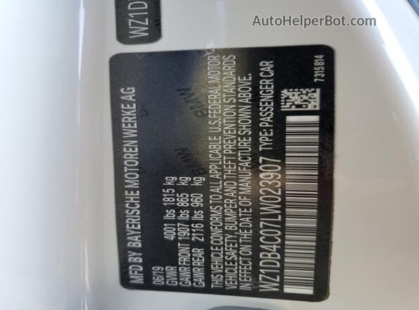WZ1DB4C07LW023907 2020 TOYOTA SUPRA White Вид підкапотного простору