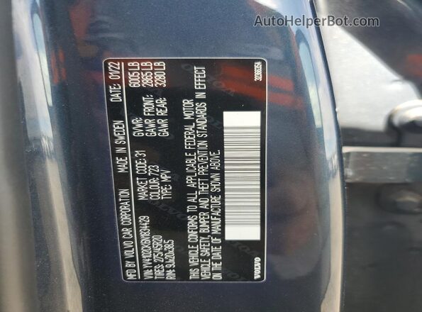 YV4102CK6N1834429 2022 VOLVO XC90 Синий Панорамный вид салона 360°