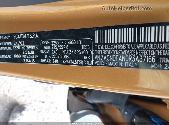 ZACNDFAN0R3A37166 2024 DODGE OTHER Золотой Вид подкапотного пространства