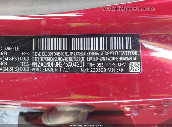 ZACNDFBN2P3A04231 2023 DODGE OTHER Красный Вид подкапотного пространства