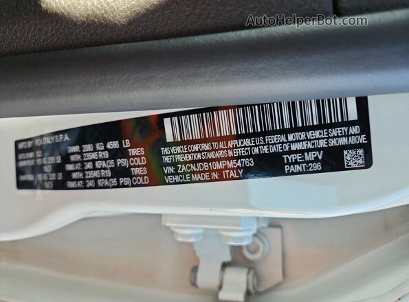 ZACNJDB10MPM54763 2021 JEEP RENEGADE White Սալոնի 360 աստիճան տեսք
