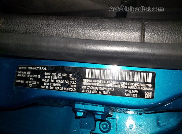 ZACNJDB19NPN56712 2022 JEEP RENEGADE Бирюзовый Вид наклейки с VIN-кодом