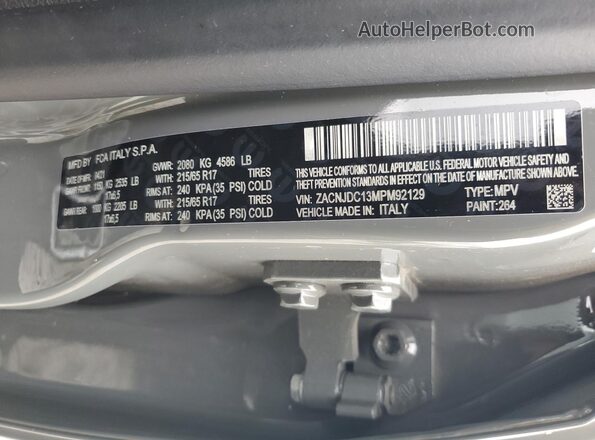 ZACNJDC13MPM92129 2021 JEEP RENEGADE Gray Engine compartment view