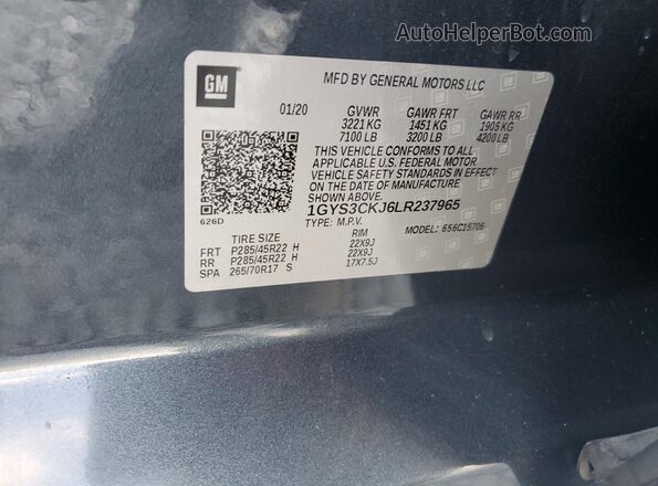 1GYS3CKJ6LR237965 2020 CADILLAC ESCALADE Черный Панорамный вид салона 360°