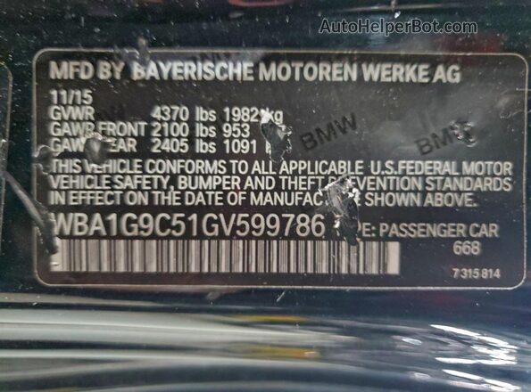 WBA1G9C51GV599786 2016 BMW OTHER Черный Вид наклейки с VIN-кодом