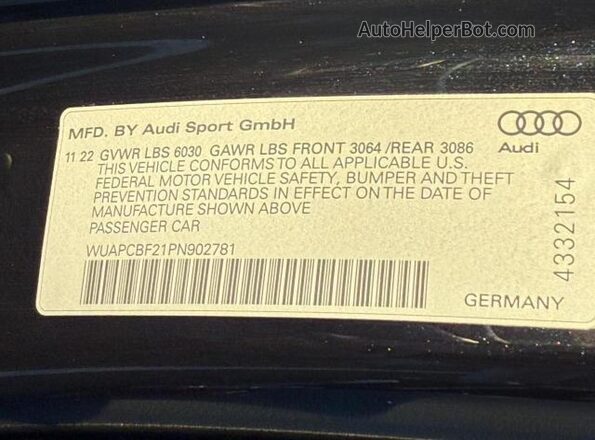 WUAPCBF21PN902781 2023 AUDI RS7 Черный Вид задней части салона