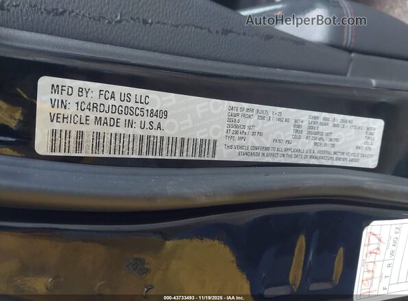 1C4RDJDG0SC518409 2025 DODGE DURANGO Черный Вид подкапотного пространства