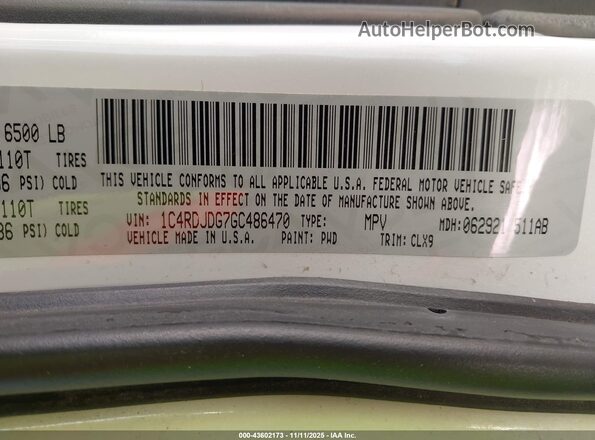 1C4RDJDG7GC486470 2016 DODGE DURANGO White Engine compartment view