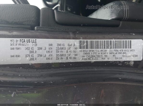 1C4RJEBG4LC266121 2020 JEEP GRAND CHEROKEE Серый Вид подкапотного пространства