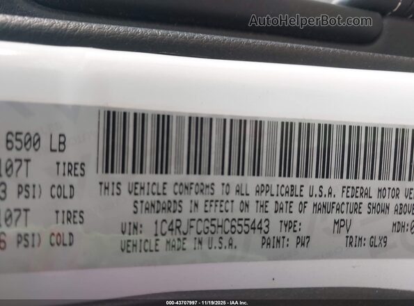 1C4RJFCG5HC655443 2017 JEEP GRAND CHEROKEE Белый Вид подкапотного пространства