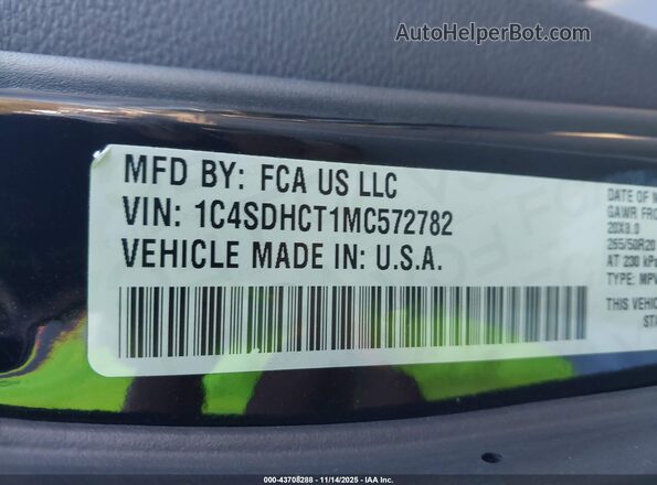 1C4SDHCT1MC572782 2021 DODGE DURANGO Черный Вид подкапотного пространства