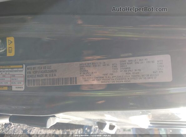 1C6PJTAG4SL504679 2025 JEEP GLADIATOR Бирюзовый Вид подкапотного пространства