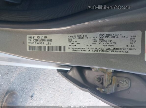1C6SRFGT2RN143136 2024 RAM 1500 Серебряный Вид подкапотного пространства