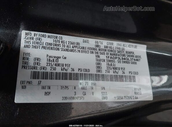 1FADP3L94GL374487 2016 FORD FOCUS ST Gray Vista del compartimento del motor