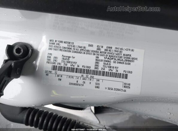 1FADP3L95JL289651 2018 FORD FOCUS ST Белый Вид подкапотного пространства
