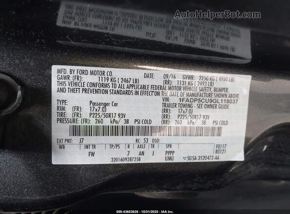 1FADP5CU9GL118037 2016 FORD C-MAX ENERGI Серый Вид подкапотного пространства
