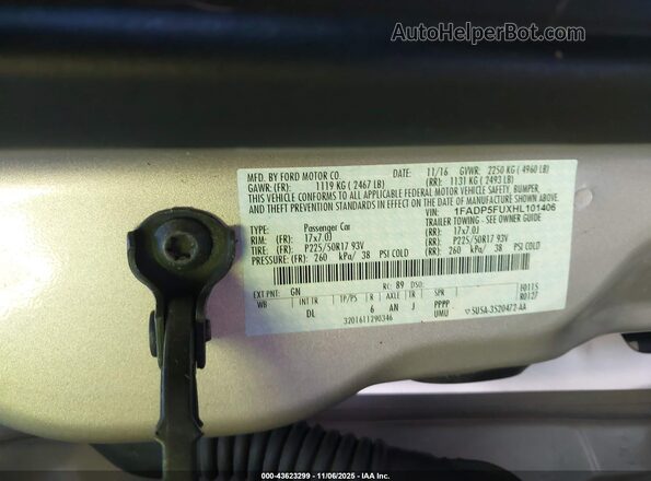 1FADP5FUXHL101406 2017 FORD C-MAX ENERGI Желто-коричневый Вид подкапотного пространства