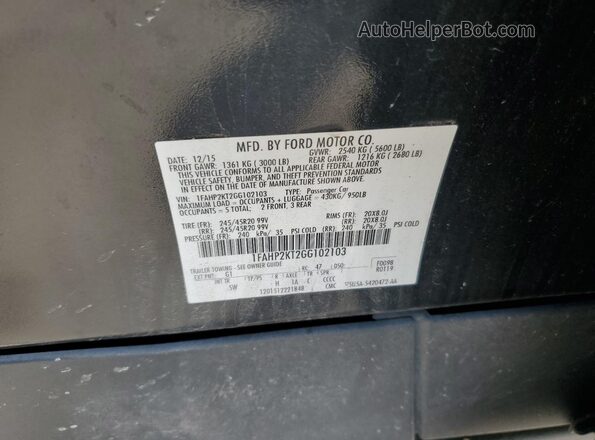 1FAHP2KT2GG102103 2016 FORD TAURUS Черный Вид наклейки с VIN-кодом