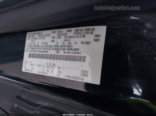 1FBZX2ZG1HKA46536 2017 FORD TRANSIT-350 Black ძრავის განყოფილების ხედი