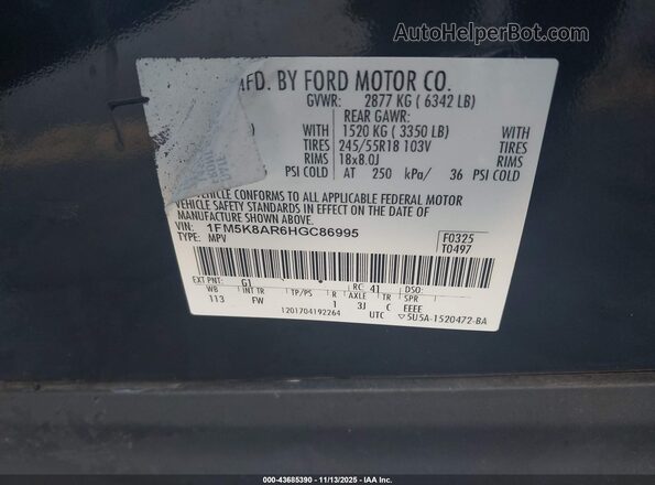 1FM5K8AR6HGC86995 2017 FORD UTILITY POLICE INTERCEPTOR Черный Вид подкапотного пространства