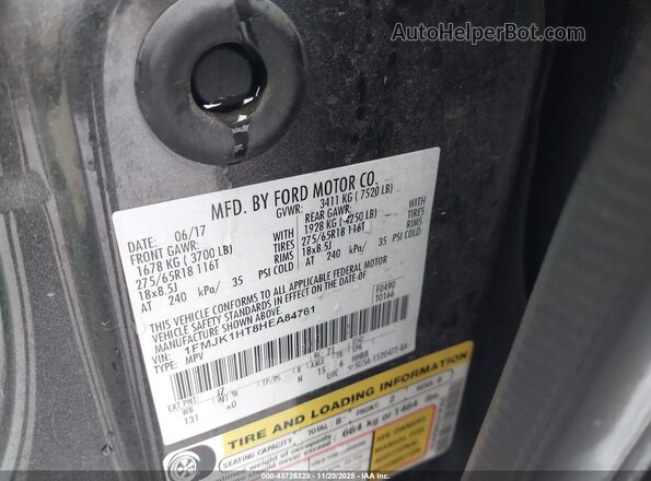 1FMJK1HT8HEA84761 2017 FORD EXPEDITION EL Серый Вид подкапотного пространства