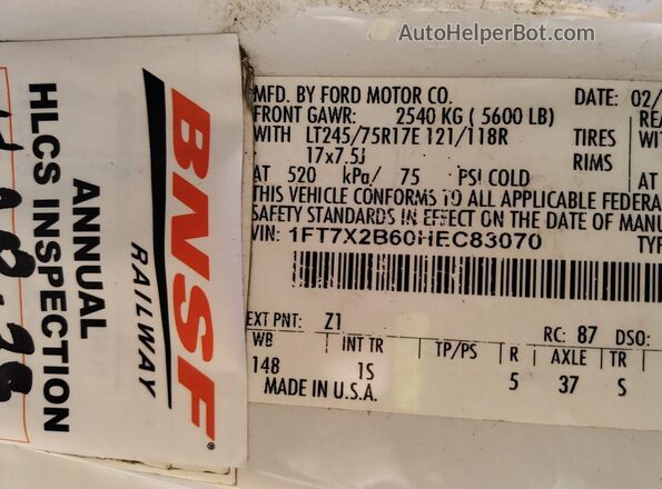 1FT7X2B60HEC83070 2017 FORD F-250  