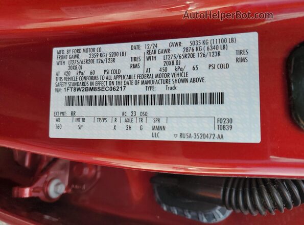 1FT8W2BM8SEC06217 2025 FORD F250 Красный Вид подкапотного пространства