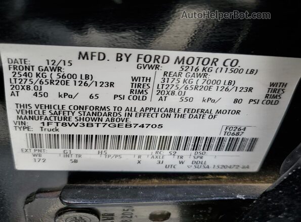 1FT8W3BT7GEB74705 2016 FORD F350 Black Widok komory silnika
