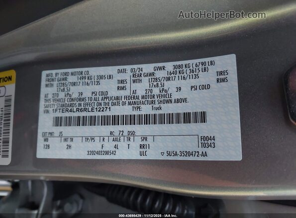 1FTER4LR6RLE12271 2024 FORD RANG Silver Widok komory silnika