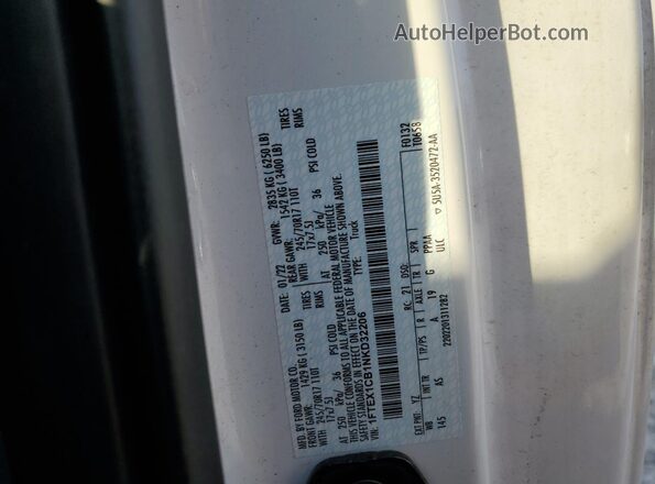 1FTEX1CB1NKD32206 2022 FORD F150 White Շարժիչի բաժամունքի տեսք