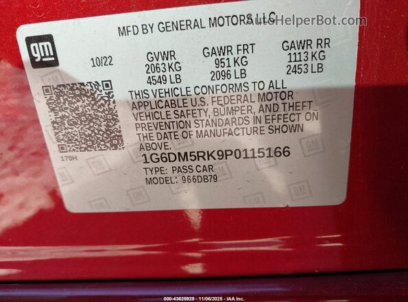 1G6DM5RK9P0115166 2023 CADILLAC CT5 Красный Вид подкапотного пространства