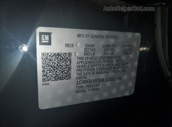 1G6KB5RS0LU101155 2020 CADILLAC CT6 Черный Вид наклейки с VIN-кодом