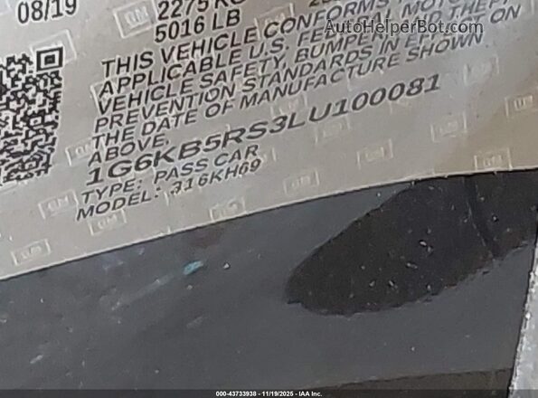 1G6KB5RS3LU100081 2020 CADILLAC CT6 Черный Вид подкапотного пространства