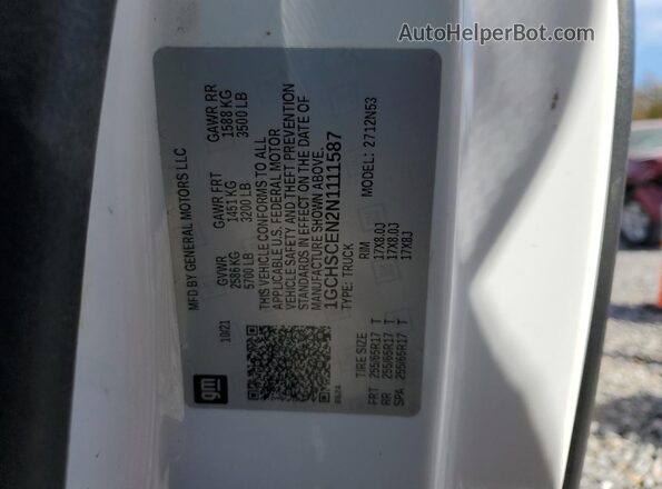 1GCHSCEN2N1111587 2022 CHEVROLET COLORADO Белый Вид наклейки с VIN-кодом