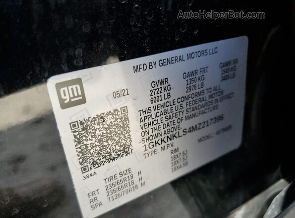 1GKKNKLS4MZ217396 2021 GMC ACADIA Черный Вид подкапотного пространства