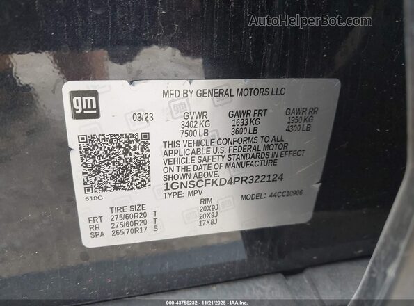 1GNSCFKD4PR322124 2023 CHEVROLET SUBURBAN Dark Blue Vista del compartimento del motor