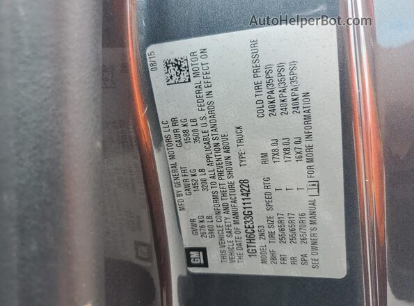 1GTH6CE33G1114228 2016 GMC CANYON Серый Вид подкапотного пространства
