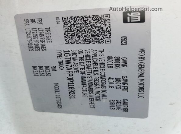 1GTW7AFP0P1169231 2023 GMC SAVANA White Вид підкапотного простору
