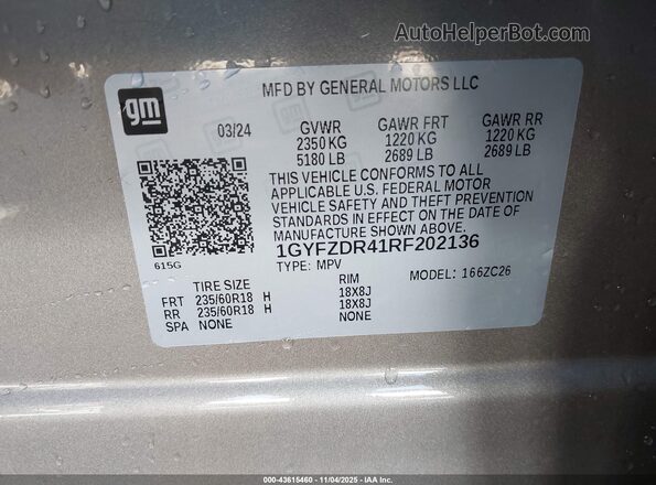 1GYFZDR41RF202136 2024 CADILLAC XT4 Champagne Շարժիչի բաժամունքի տեսք