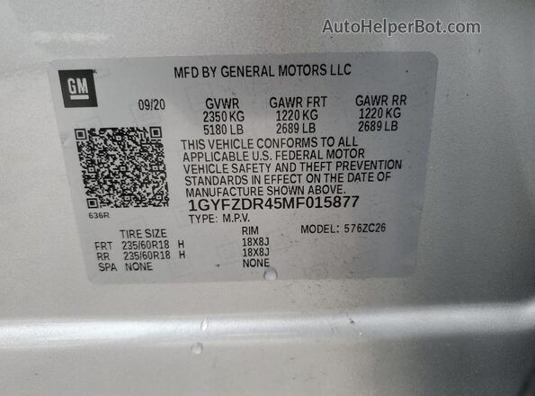 1GYFZDR45MF015877 2021 CADILLAC XT4 Серебряный Вид подкапотного пространства