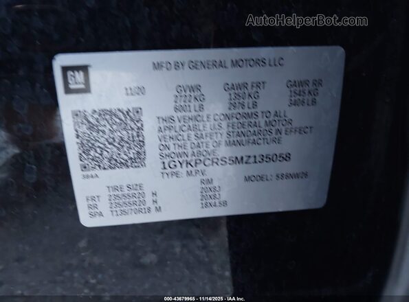 1GYKPCRS5MZ135058 2021 CADILLAC OTHER Black Widok komory silnika