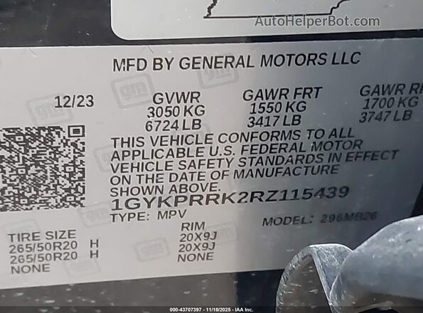 1GYKPRRK2RZ115439 2024 CADILLAC OTHER Серый Вид подкапотного пространства