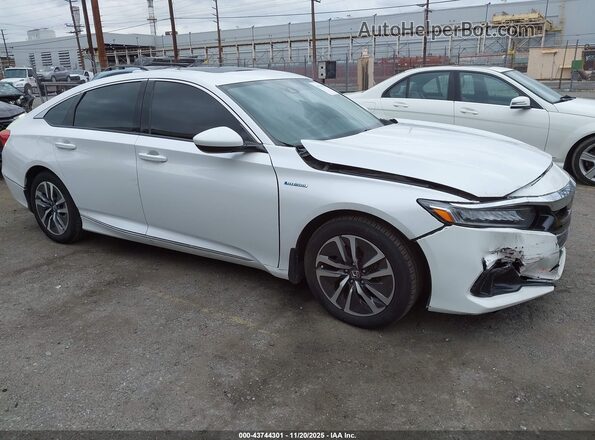 1HGCV3F42MA011559 2021 HONDA ACCORD HYBRID Белый Передняя правая четверть