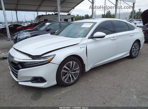 1HGCV3F42MA011559 2021 HONDA ACCORD HYBRID Белый Передняя левая четверть